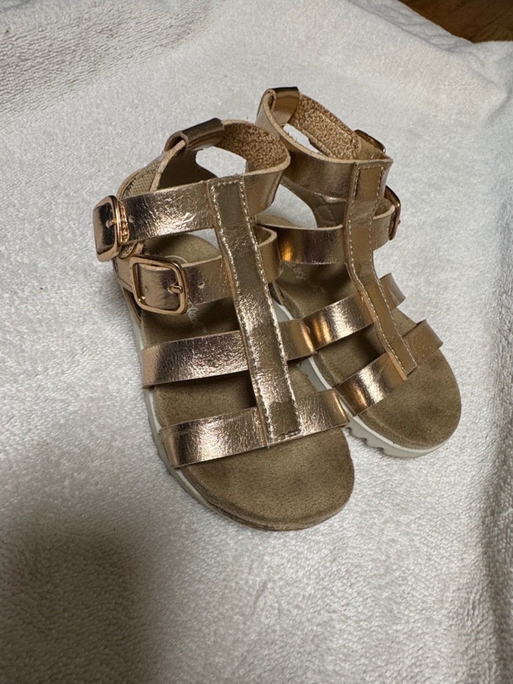 Girls' Metallic Rose Gold Strappy Sandals